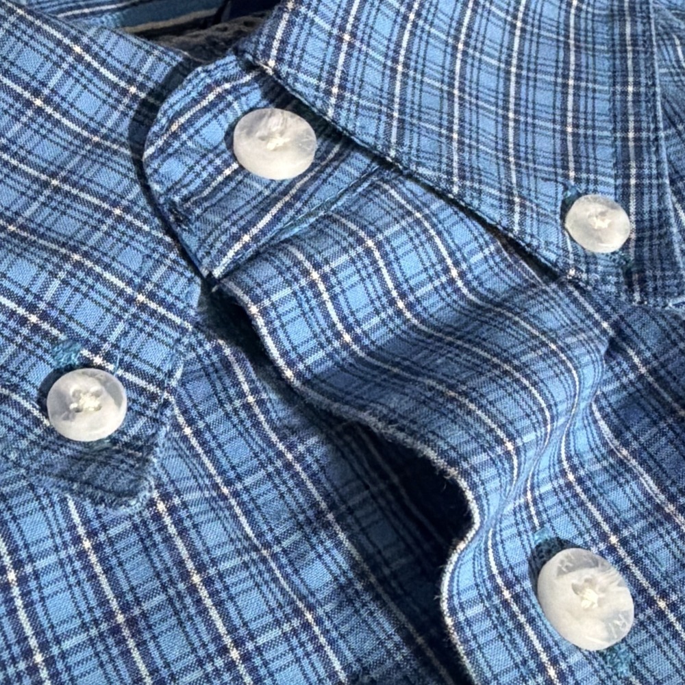 Ariat Pro Series Men's Button Down Shirt M Blue Plaid Long Sleeve Pocket - Picture 6 of 12